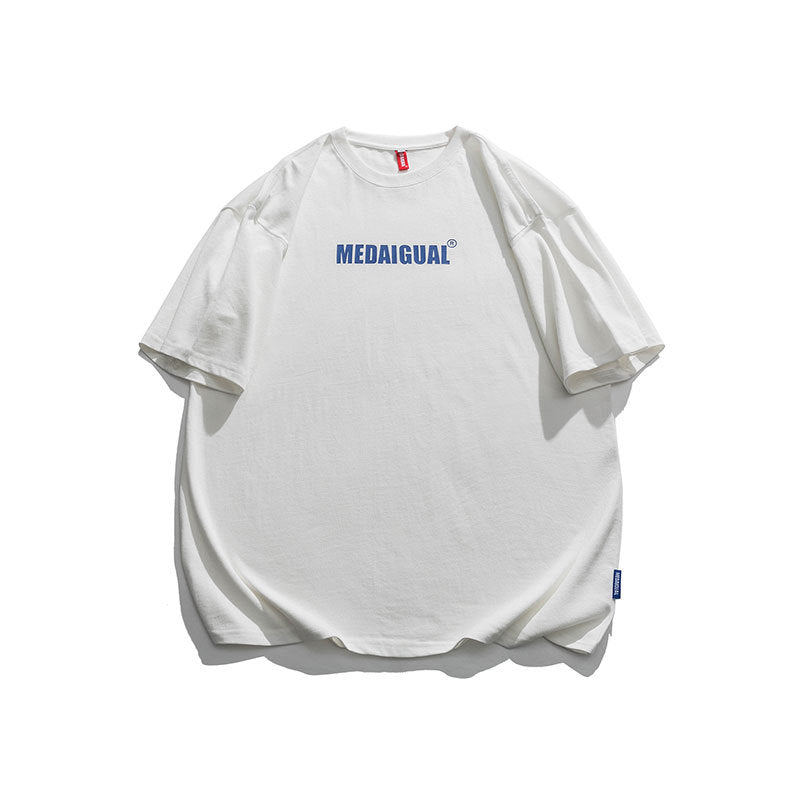Men T Shitrs American Letter Printed Round Neck
