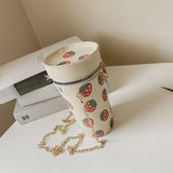 Strawberry Bags Cylinder Women's Bucket Bag Chain Crossbody Bag
