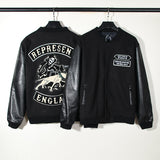 Cardigan Baseball Jacket Cr Rep Black Five Limited Evil Dog Embroidery Stitching Leather Sleeve Baseball Uniform