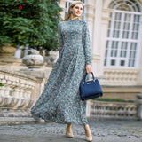Kendall Jenner Wedding Guest Dress Chiffon Retro Floral Tight Waist Elegant Large Swing Skirt