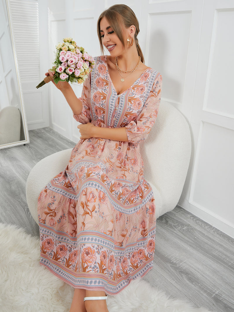 Nine Britton Dress Printed V-neck Dress