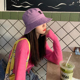 Women Bucket Hat Letter Basin Hat Sun-Proof
