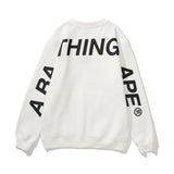 Bathing Ape Sweatshirts Printed Letter Fleece-Lined Crew Neck Sweater Men's and Women's Jacket