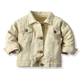 Children Jean Jackets Spring Denim Tie-Dyed Denim Jacket Ripped Jacket