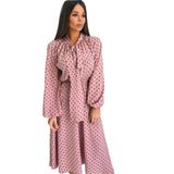 Kendall Jenner Wedding Guest Dress Scarf Collar Women's Long Sleeve Polka Dot