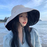Women Bucket Hat Sun-Proof Big Brim Face-Covering