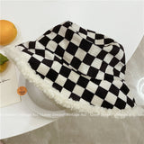 Vintage Check Bucket Hat Faux Cashmere