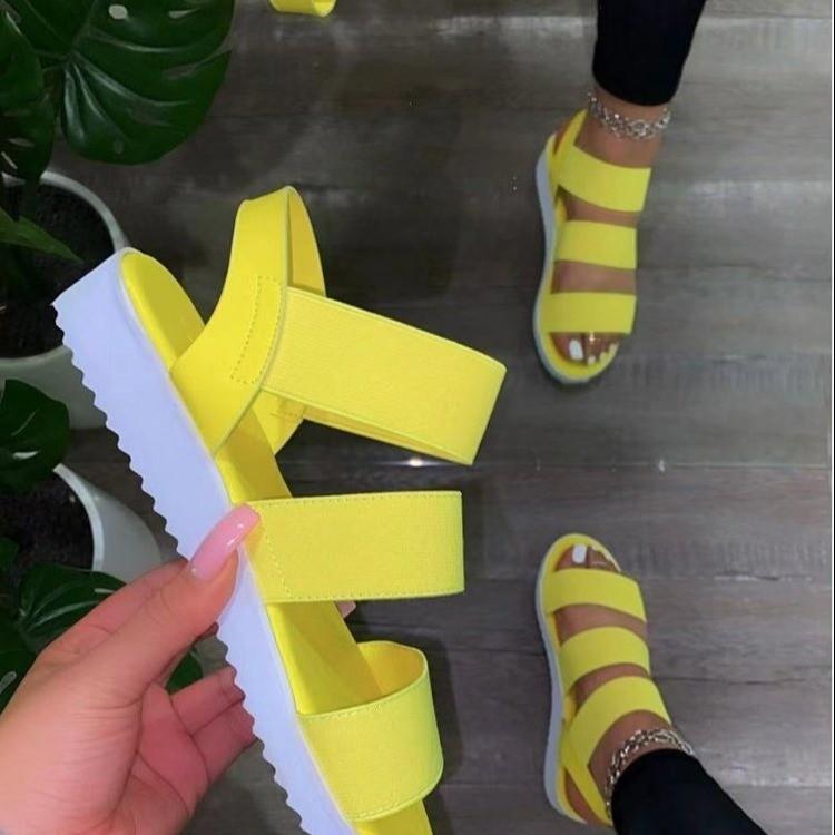 Women Open Toe Sandals Flats Summer Solid Color Flat Lightweight Sandals Plus Size