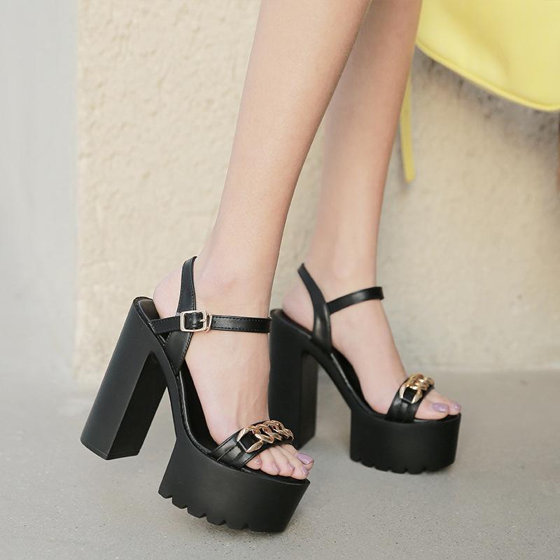 Platform Heels for Women Summer Chain Strap Sandals