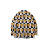 Man Fall Outfits Vintage Retro Printed Shirt Men's and Women's Loose Long-Sleeved Shirt Jacket