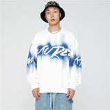 Crew Neck Sweatshirts for Men Men's Autumn Campus Student Sweater Printed Spray-Painted Top for Men