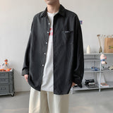 Men Shirts Hong Kong Style Shirt Long Sleeve Loose