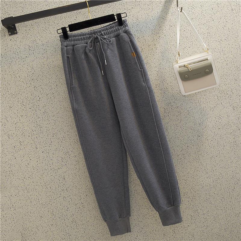 Grey Sweatpants Casual Fleece-Lined Track Pants Women's Loose Sweatpants