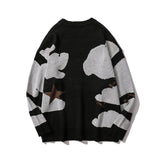 Men Sweater Cartoon Character Jacquard Sweater Men Loose Pullover