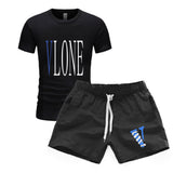 Vlone T Shirts & Shorts 2 Piece Set Men'S Short Sleeve Sports Beach Shorts Round Neck T-Shirt