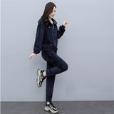 Velour Tracksuit Autumn and Winter New Hat Loose Sweater Two-Piece Set