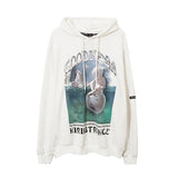Man Fall Outfits Hip Hop Printed Hoodie Men's and Women's Pullover Black White Autumn and Winter