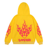 Kanye West Sunday Service Hoodie Autumn And Winter Lover Letter Three-Dimensional Flame Puff Print Velvet Padded Hooded Sweatshirt