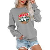 Merry and Bright Sweatshirts Merry and Bright Printed Large Size round Neck Sweater