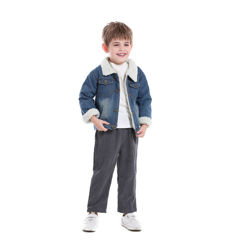 Children Jean Jackets Winter Men's and Women's Coats Long Sleeve Short Top