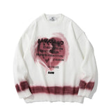 Men Sweater Heart Letter Printed Knitwear Men Loose Pullover