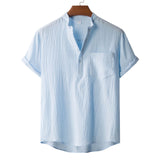 Camp Collar Shirt Stand Collar Short Sleeve