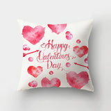 Valentine's Day Pillow Covers 4 Piece Random Styles Together, Letter Heart Printing Peach Skin Fabric Sofa Square Pillow Cushion Cover
