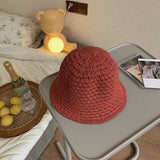 Women Bucket Hat Dome Knitted Fisherman Sun Protection Sunshade