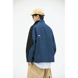 Men Denim Jackets Color Stitching Stand-Collar Casual Youth Coat