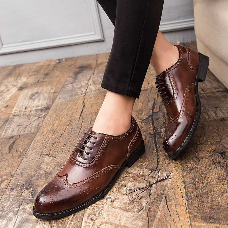 Men's Dress Shoes Classic Leather Oxfords Casual Cushioned Loafer Personality Fashion Men's Shoes Casual Leather Shoes