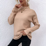 Women Pullover Knit Sweater Autumn and Winter Solid Color Turtleneck Sweater Women's Top