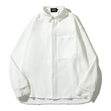 Cardigan Baseball Jacket Long Sleeve Loose White Shirt Men's and Women's Solid Color Coat