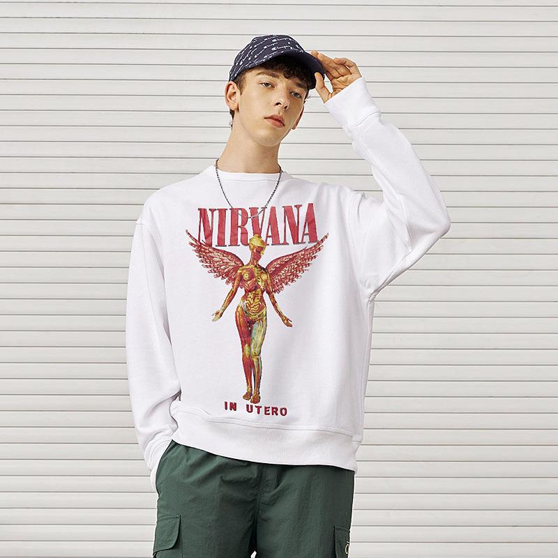 Nirvana Hoodie Kanye Angel Print Loose Round Neck Retro