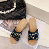 High Heels Slippers Summer Thick-Soled Sequined Fashion High Heel Sandals