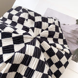 Vintage Check Bucket Hat Chessboard Plaid Beret