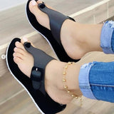 Women Open Toe Sandals Flats Summer Flat Heel Beach Low-Top Slippers