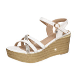 White Strappy Heels Sandals Women's Real Soft Leather Platform High Heel Shoes