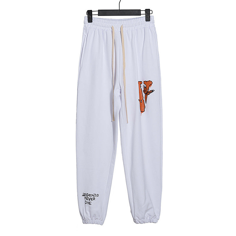 Vlone Pant Butterfly Large V Printed Men And Women Terry Shorts