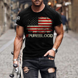 Man T Shirt Cotton round Neck Heat Transfer Patch Short Sleeve Shirt