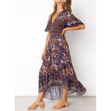 Gypsy Style Dresses Floral V-neck Irregular Swing