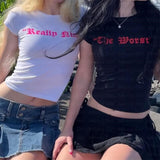 Vintage Y2g Shirts Summer Short-Sleeved Printed T-shirt for Women