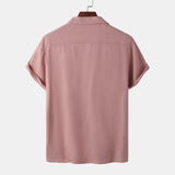 Camp Collar Shirt Slim Fit Shirt Plain Color Sleeve Shirt
