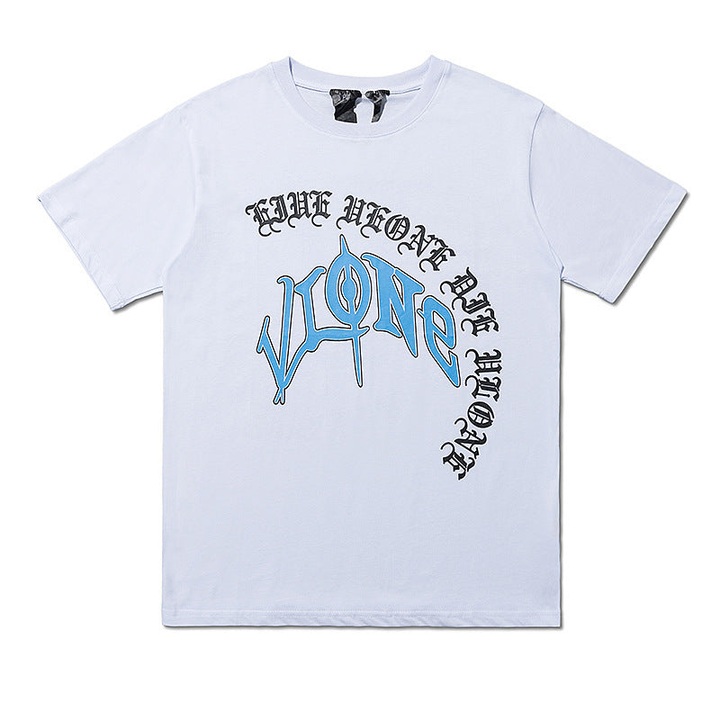 Vlone T Shirt Large V-Shaped Female Print Irregular Couple'S Short-Sleeved T-Shirt