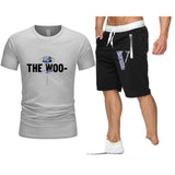 Vlone T Shirts & Shorts 2 Piece Set Rose Large V Printed Men'S And Women'S Loose Short-Sleeved T-Shirt