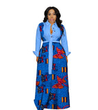Romany Gypsy Outfits Digital Printed Large Swing Skirt with Belt Dress