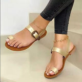 Women Open Toe Sandals Flats Summer Buckle Flat Sandals Fashion Slippers