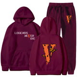Vlone Hoodie & Pants 2 Piece Set Men'S Printed Hoodie Autumn Winter Sweater
