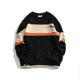 Crew Neck Sweatshirts for Men Men's Retro Mixed Color Stripe round Neck Sweater for Men