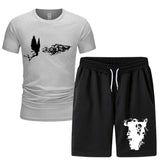 Vlone T Shirts & Shorts 2 Piece Set Men'S Summer Sports Fitness Casual Shorts Suit