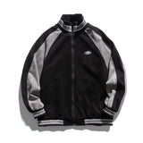 Man Fall Outfis Autumn Vintage Color Stitching Stand-Collar Top Men Hip Hop Loose Jacket Coat